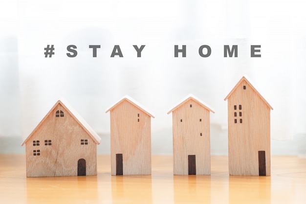 background of wooden house model, stay safe at home concept