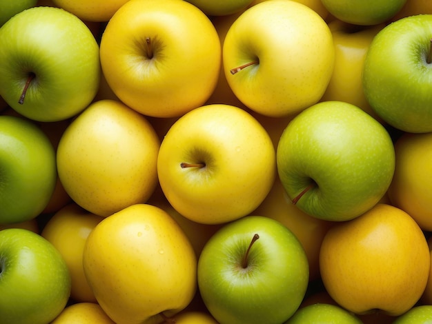 Background of yellow and green apples