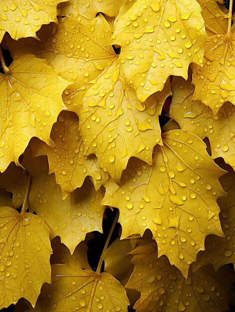 Foto sfondio di foglie gialle sfondo naturale e carta da parati sfondo di foglie d'autunno ia generativa