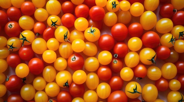 Background of yellow and red cherry tomatoes