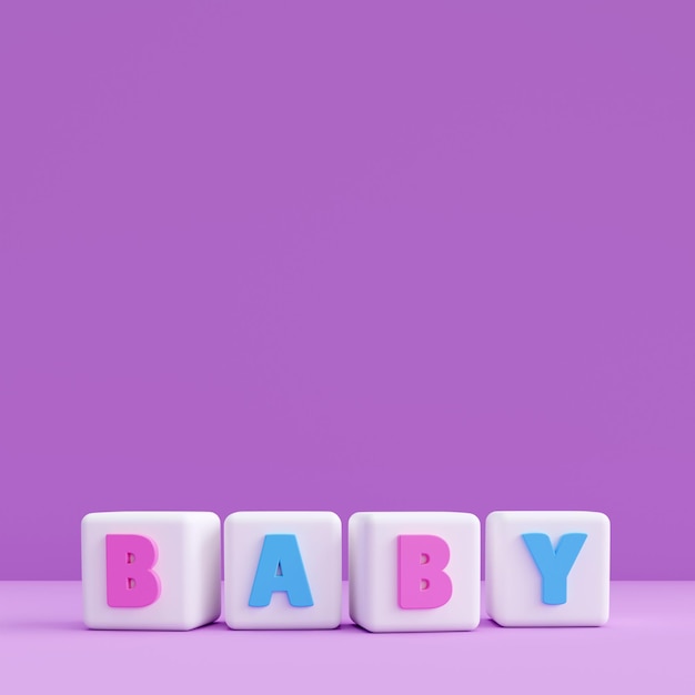 Background for your creatives baby shower or gender party 3d cubes with letters baby