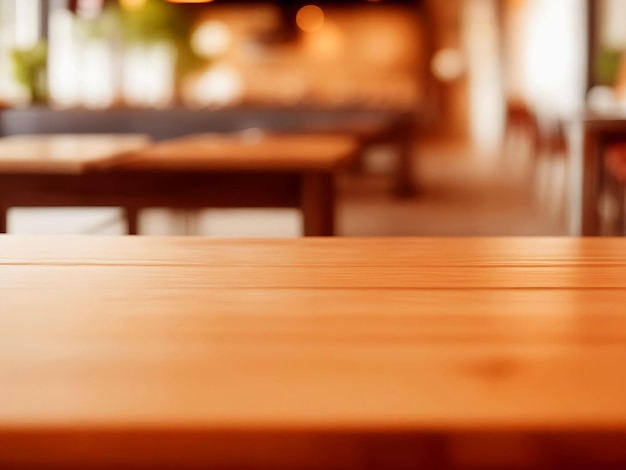 Backgrounds Empty wooden table with defocused lush foliage at background