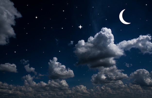 Sfondi cielo notturno con stelle e luna e belle nuvole