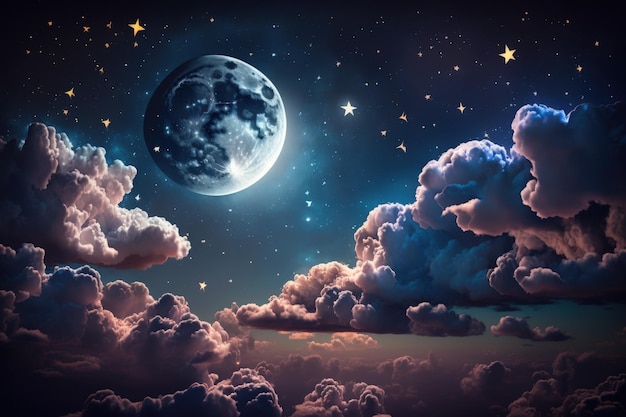 Backgrounds night sky with stars and moon and clouds Elements of this image furnished by NASA