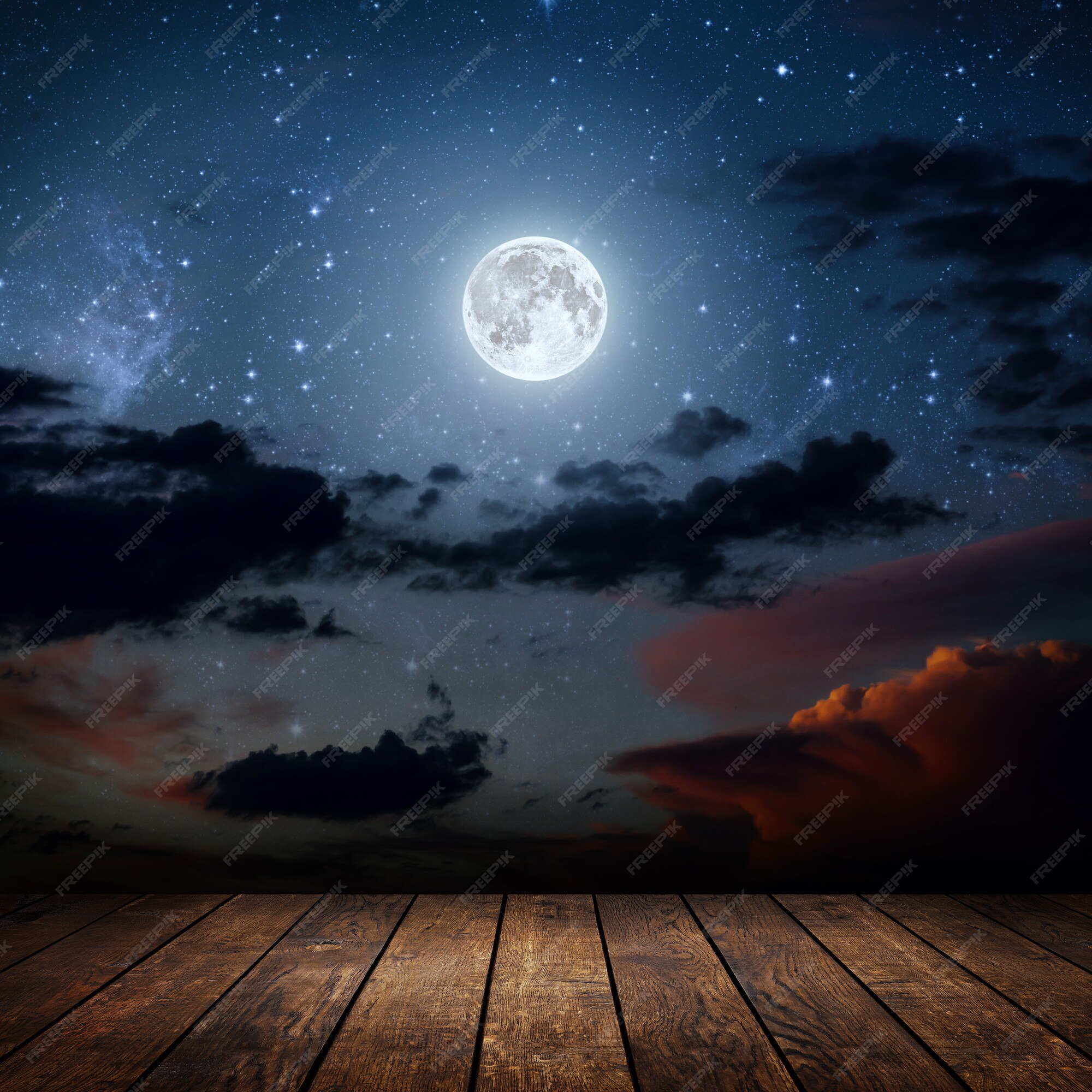 Premium Photo | Backgrounds night sky with stars and moon and clouds wood  elements of this image furnished by nasa