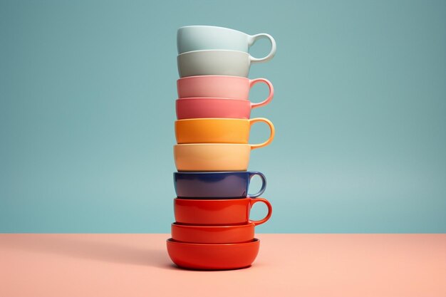 Backgrounds stacking coffee ceramics clean beverage red design food blue drink coffee mug set white empty cup cup tea saucer plate green yellow