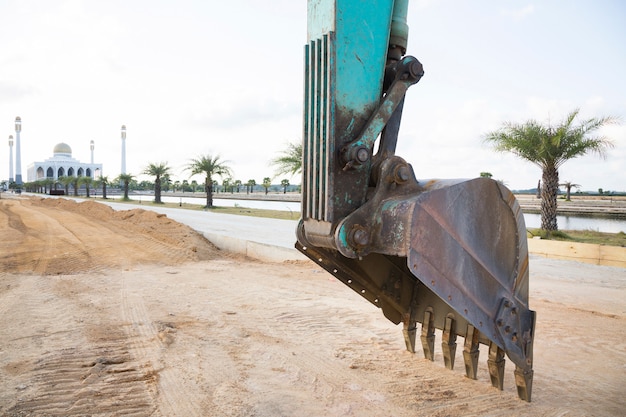 Backhoe, excavator loader machine in construction site