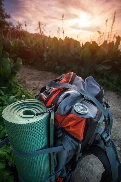 Backpack and compass