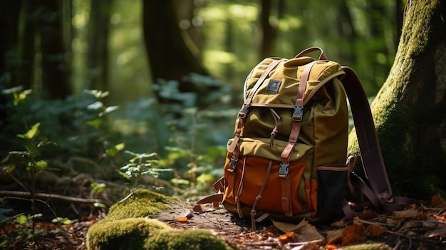 backpack in the forest