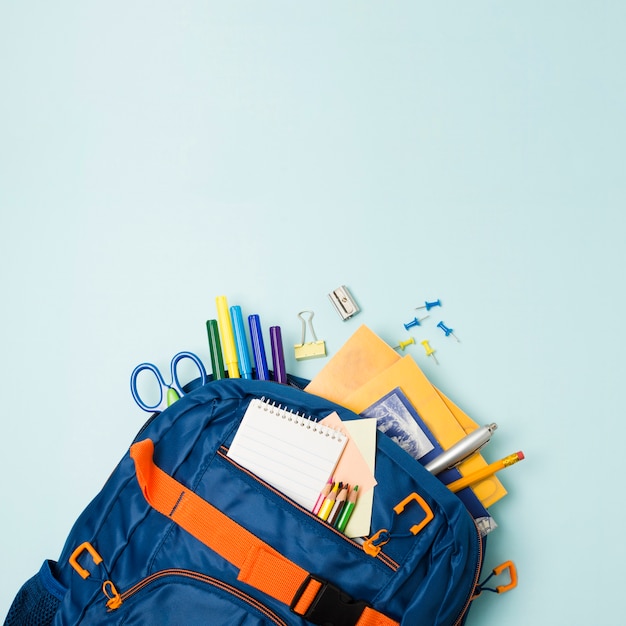 Photo backpack full of school accessories