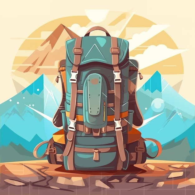 Photo backpack for hiking in the mountain