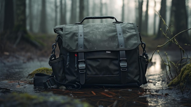 Backpack in the Middle of a Forest