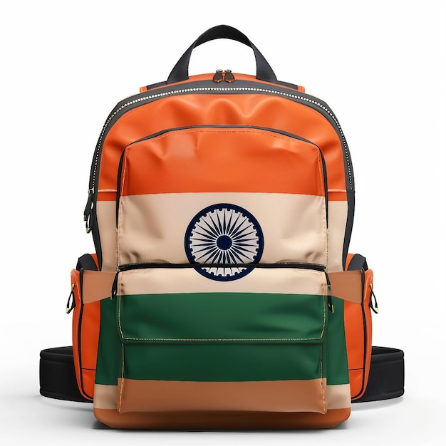 Photo backpack with india flag theme no background png image