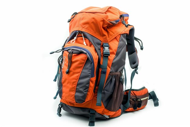 a backpack with an orange and gray back pack