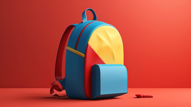 A backpack with a red pencil on it