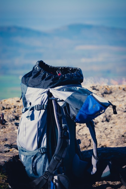 backpack with sea in background