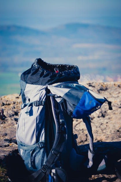 Photo backpack with sea in background