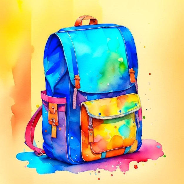 Photo backpack with watercolor