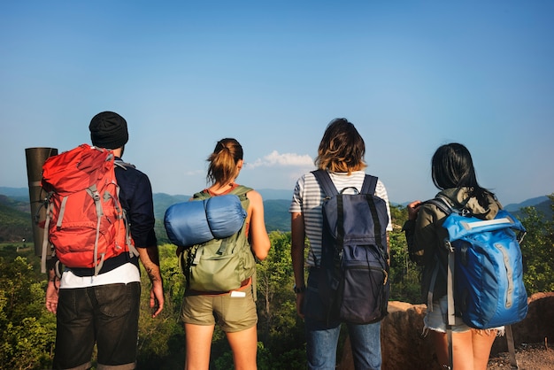 Backpacking friends on an adventure