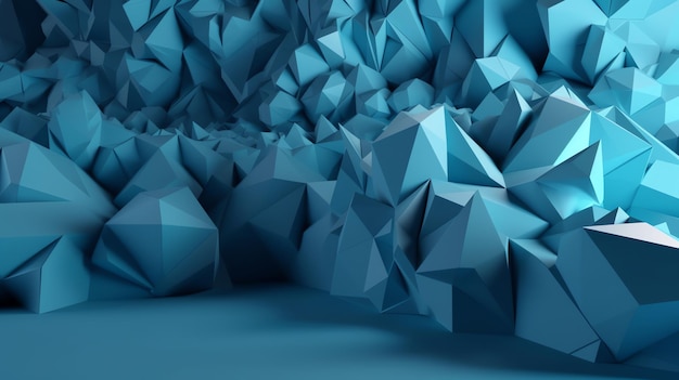 backround 3D render geometric polygonal blue color for desktop and wallpaper