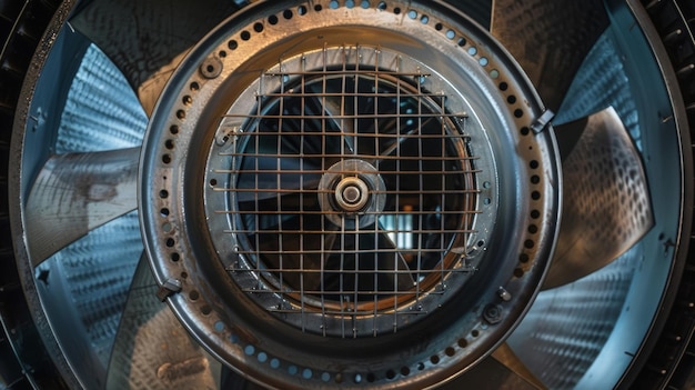 The backside of an exhaust fan revealing a compact and efficient motor mechanism