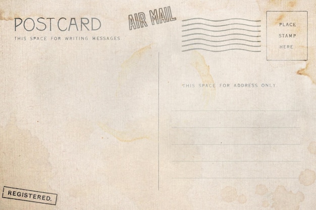 Backside of postcard with dirty stain