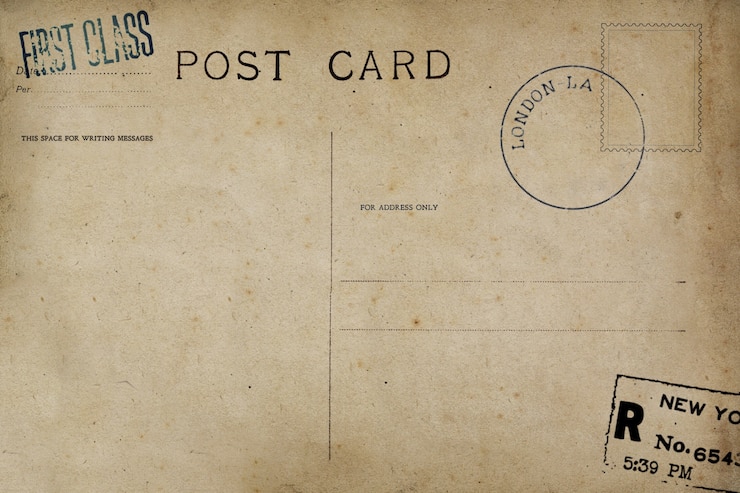 Photo backside of postcard with dirty stain