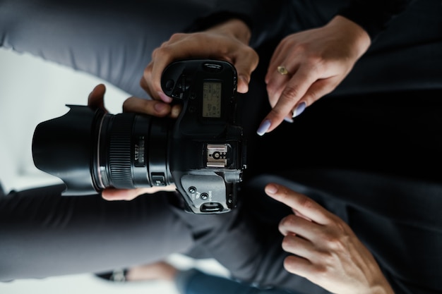 Backstage photography equipment photo camera concept. Photographer lifestyle.