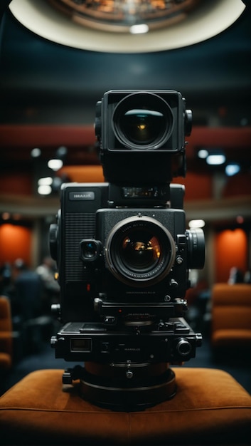 Photo backstage of video production professional video cameras