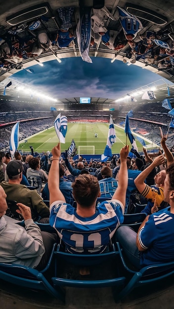 Backview of football fans in stadium