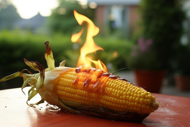 사진 뒷마당 bbq 옥수수 기