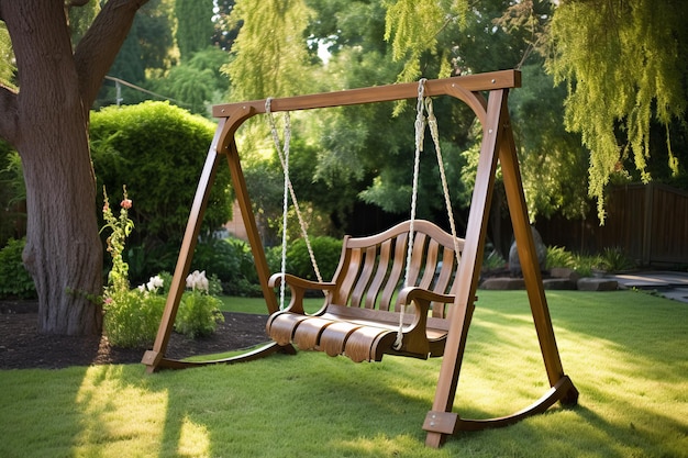 Backyard lawn swing garden Generate Ai