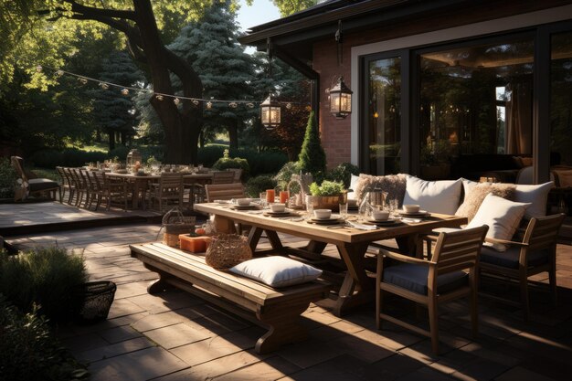 the backyard outdoor patio is simply designed inspiration ideas