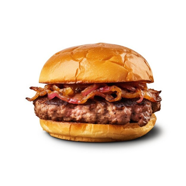 Bacon Burger geïsoleerd op wit generatieve AI