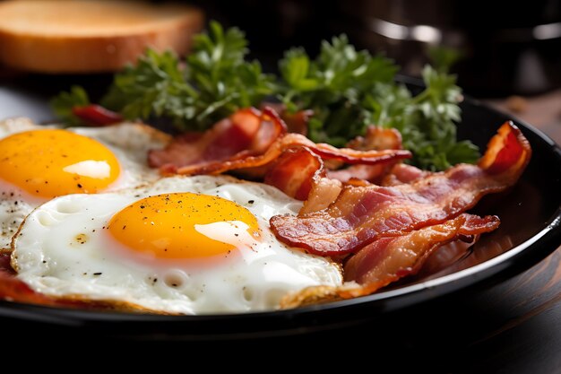 Photo bacon and eggs sunny side up