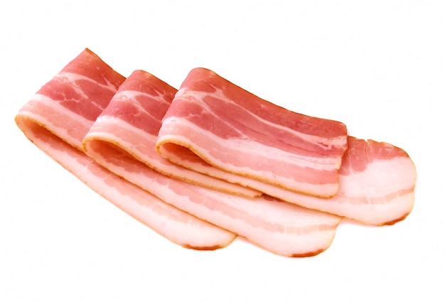 bacon isolated on white background very tasty