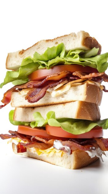 A bacon lettuce and tomato sandwich stacked on top of each other generative AI