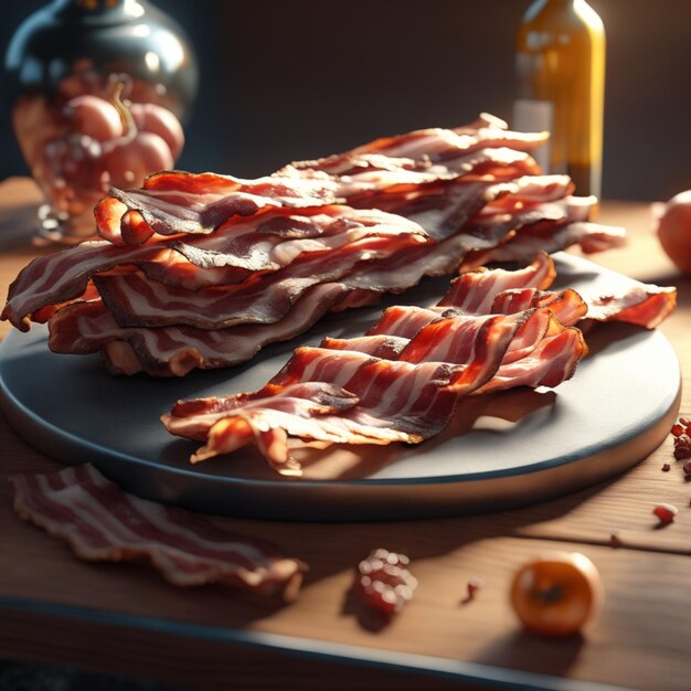 Photo bacon in plate decorated nicely