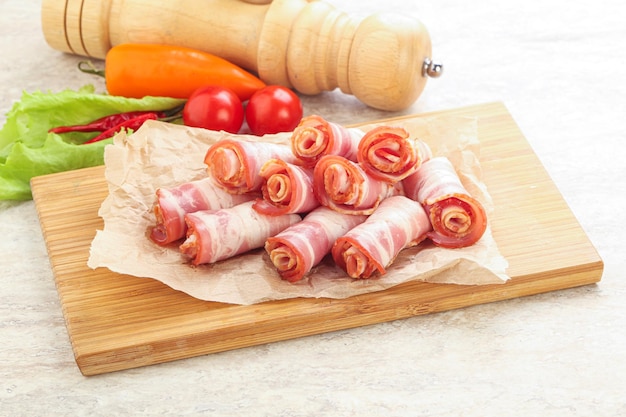 Bacon roll slice for breakfast