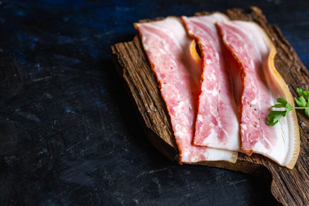 bacon thin strip slice fatty meat and lard piece healthy food meal