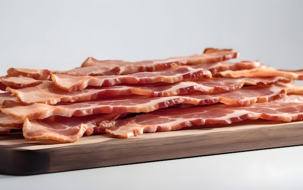 Bacon on white background with Copy space