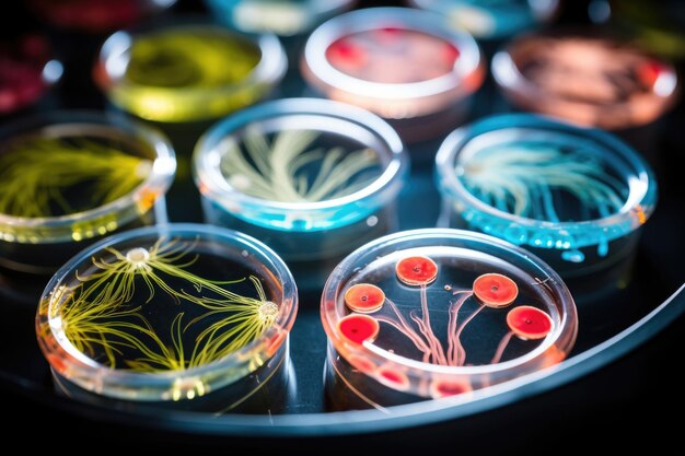 写真 アガーゲルの実験でのバクテリアの成長