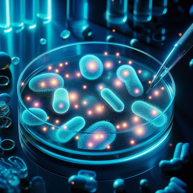 Photo bacteria growth in a petri dish laboratory test