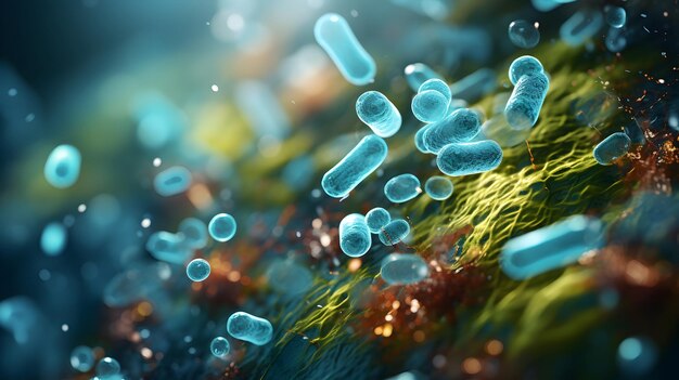 Foto batteri al microscopio foto generata dall'ai