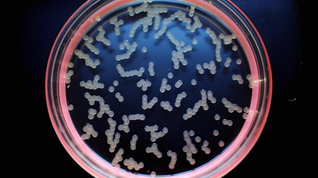 Foto batteri in una ciotola di petri