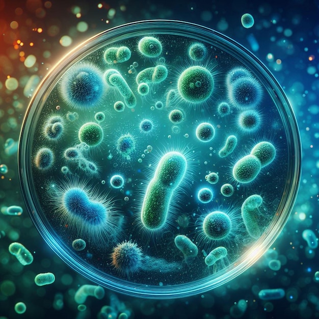 Фото Бактерии, вирусы, плавающие в лаборатории.