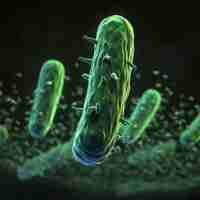 Photo bacteria with flagella green color