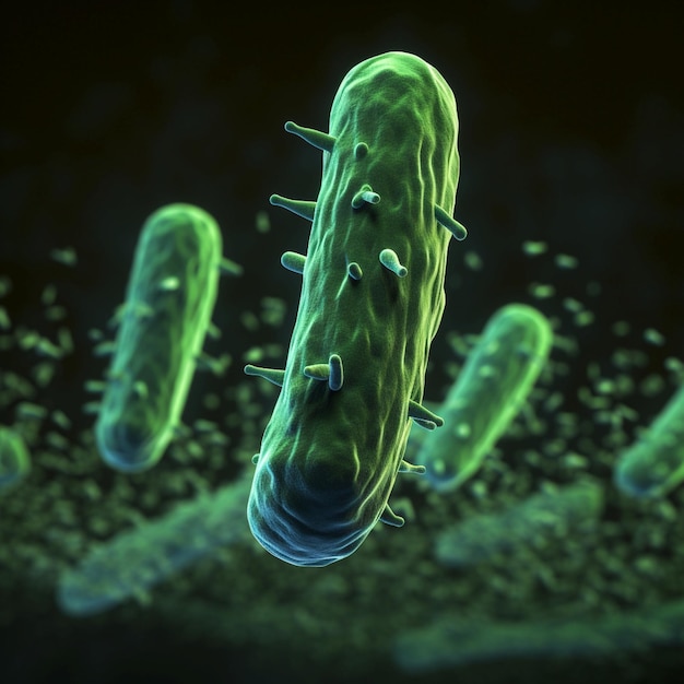 Bacteriën met flagella groene kleur