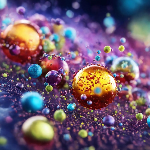 bacteriën molecule bubbels biotechnologie achtergrond generatieve ai illustratie kunst