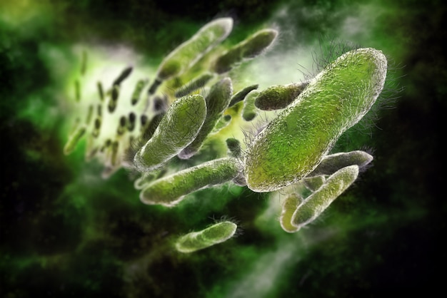 Bacteriën op een groene achtergrond